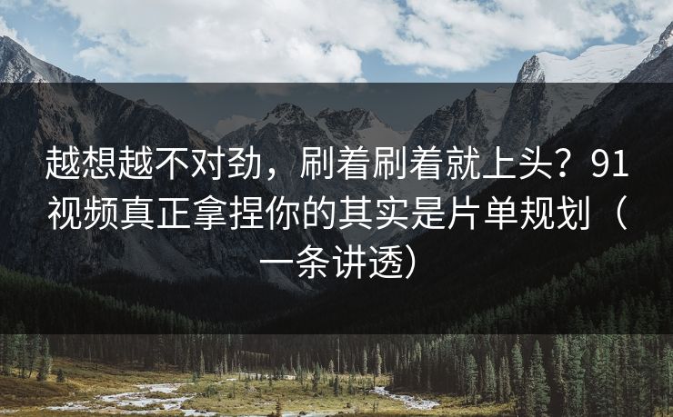 越想越不对劲，刷着刷着就上头？91视频真正拿捏你的其实是片单规划（一条讲透）